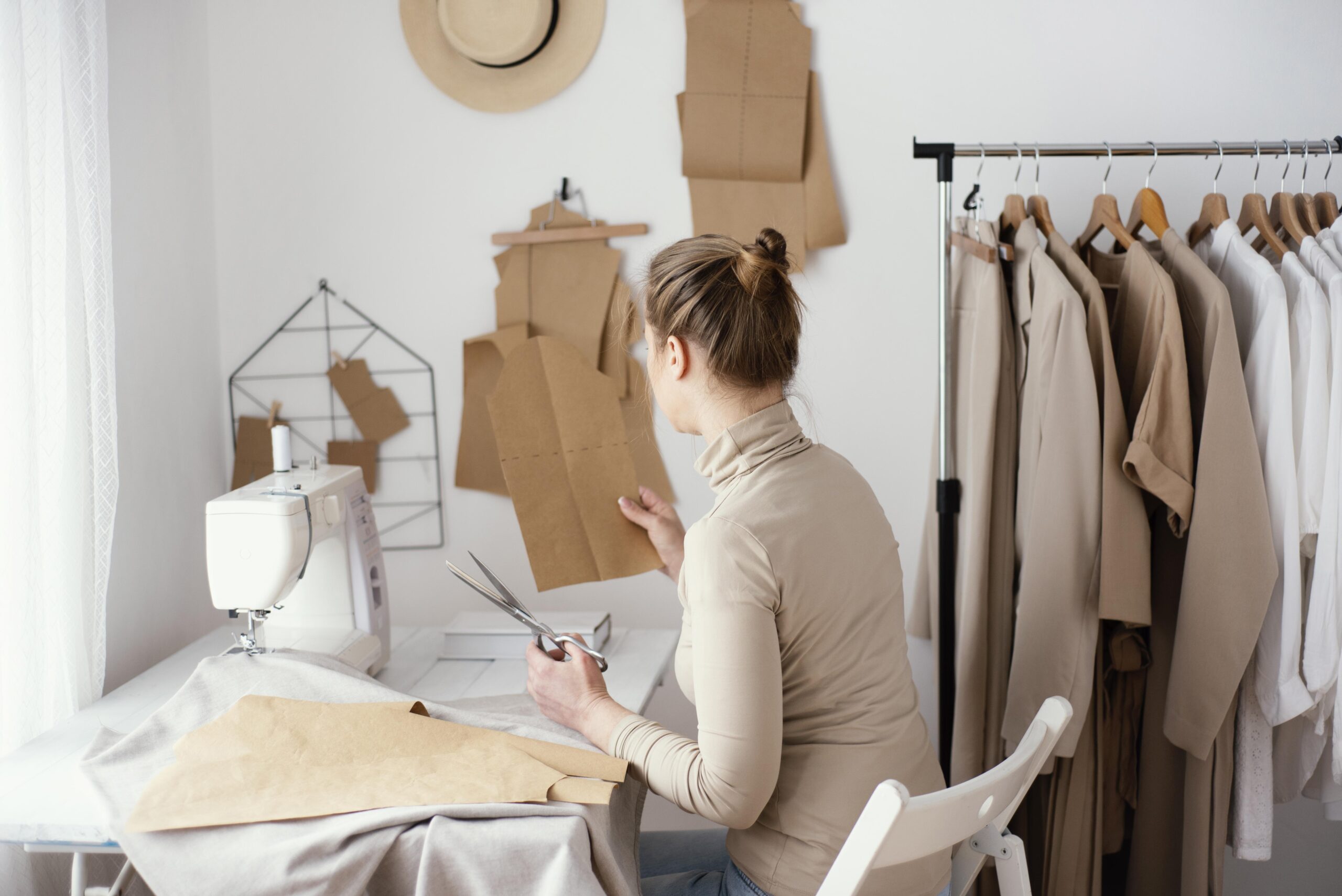 side-view-female-tailor-working